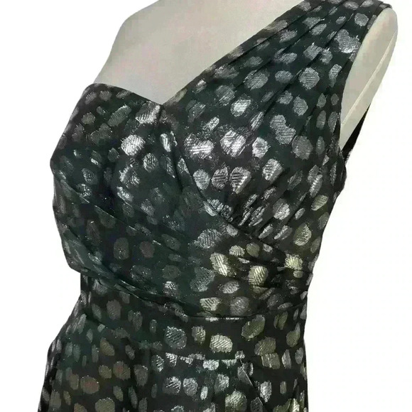 Gianni Bini Y2K One Shoulder black with metallic silver threaded spots-size 10 - Picture 4 of 11